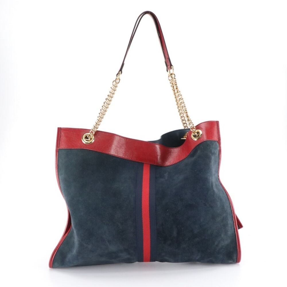 Gucci Maxi Rajah Tote Bag Suede & Leather – Tiger Head Embellished – Blue/Navy - Picture 3 of 12